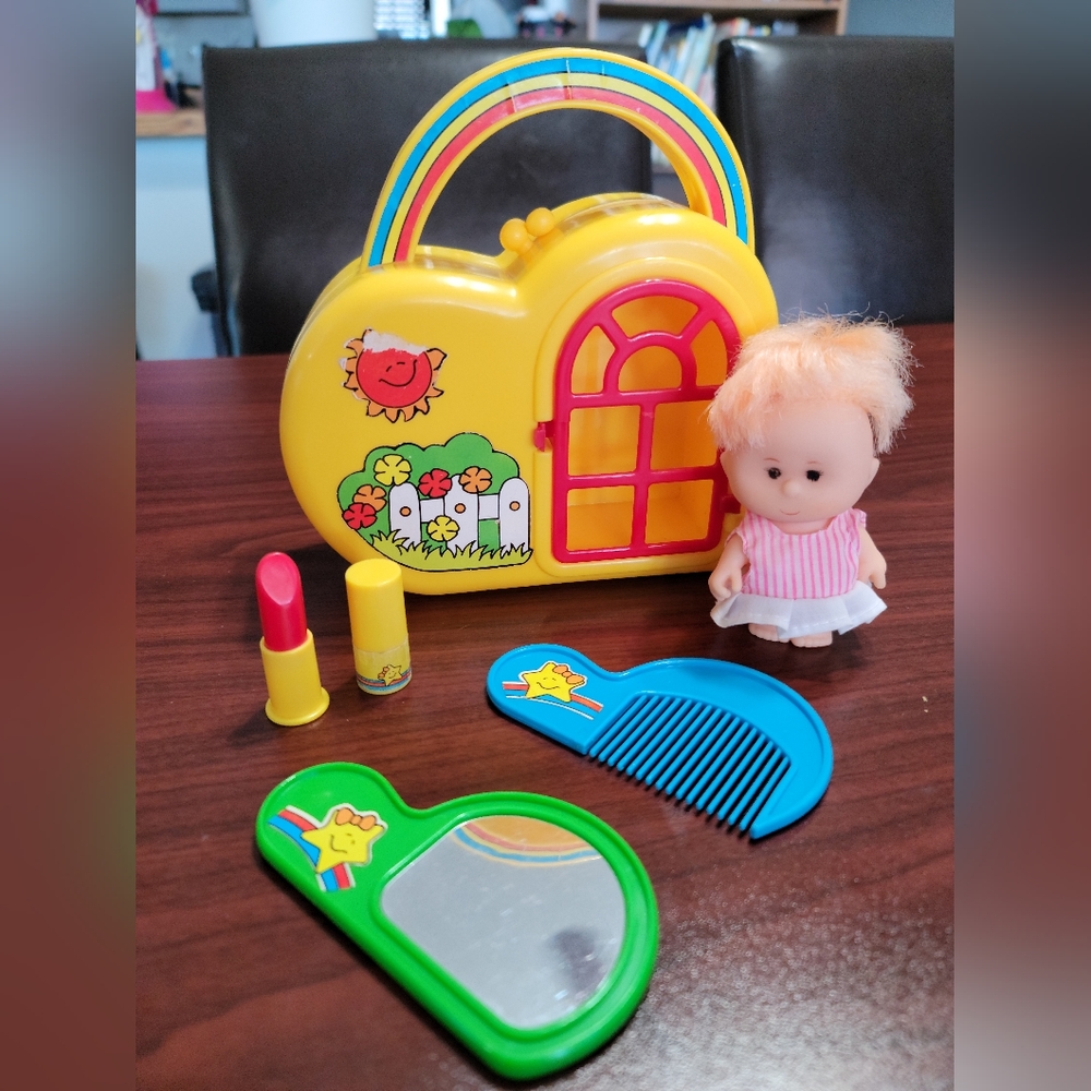 Vintage Yellow Doll House Purse Case 1986 Unimax RARE